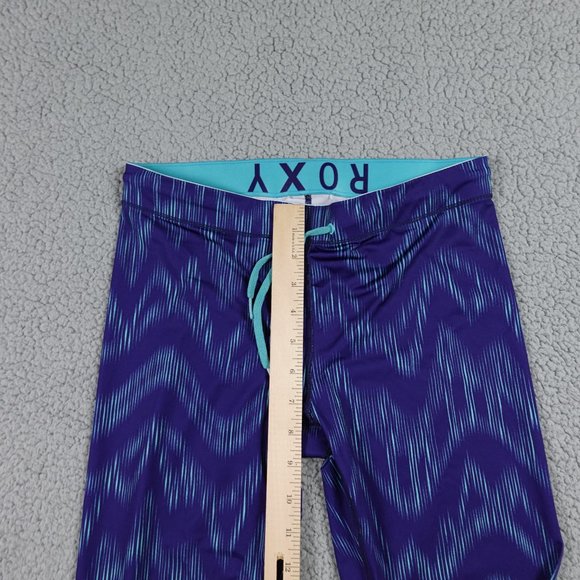 ROXY Capri Leggings Womens Small Blue Pattern Drawstring Run Swim Surf Stretch - Picture 11 of 15